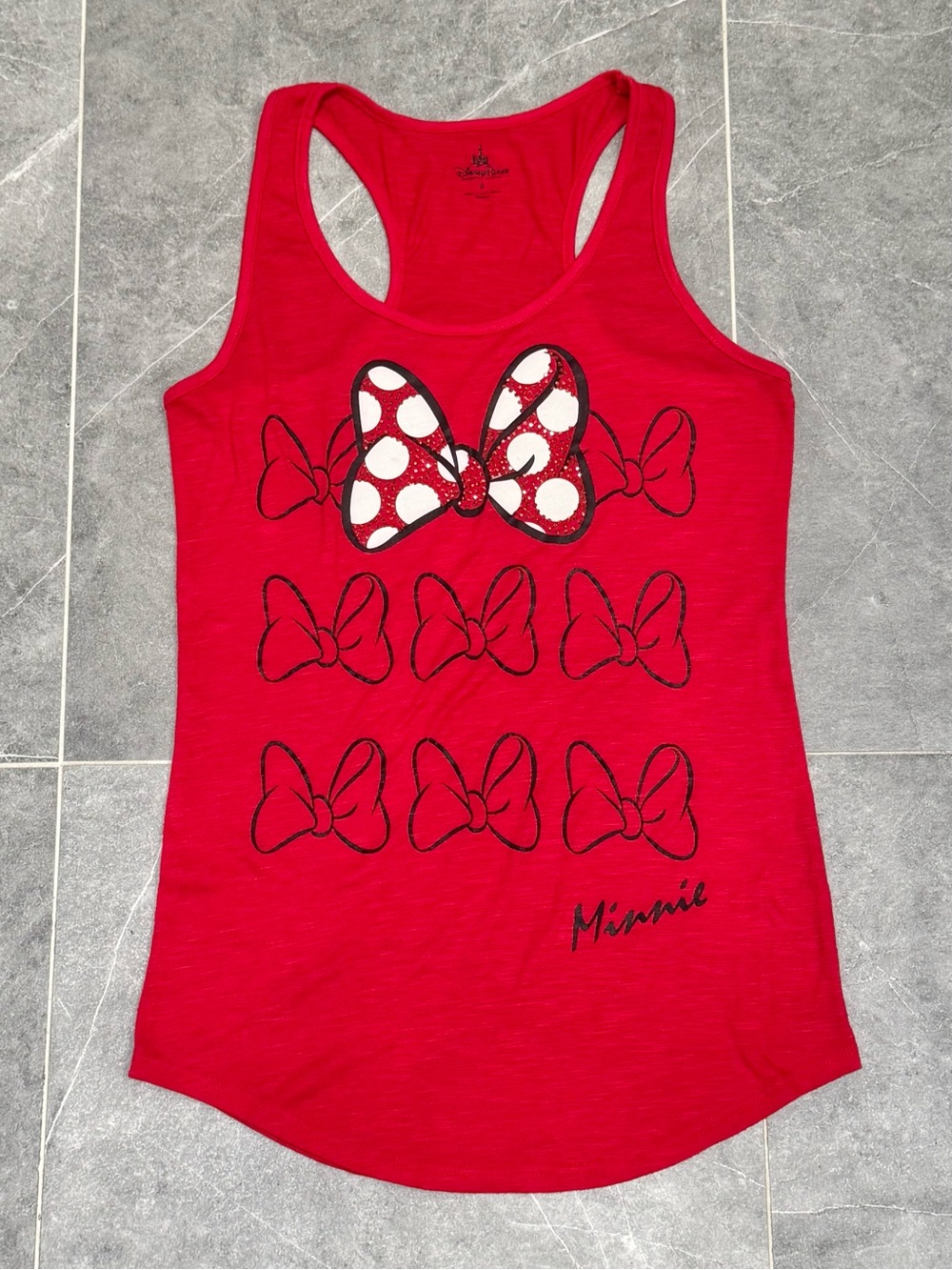 Women's Disney Parks Minnie Mouse Tank Top Bows Embellished